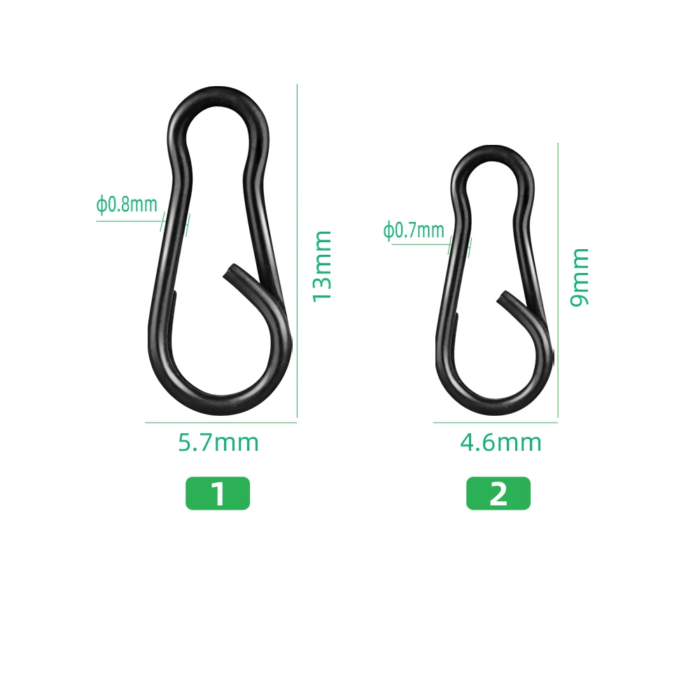 40 Uds Clips de cambio rápido pesca de carpa Snap Duo Lock Snap pesca giratorio aparejo enlace accesorios de pesca de acero inoxidable - imagen 2
