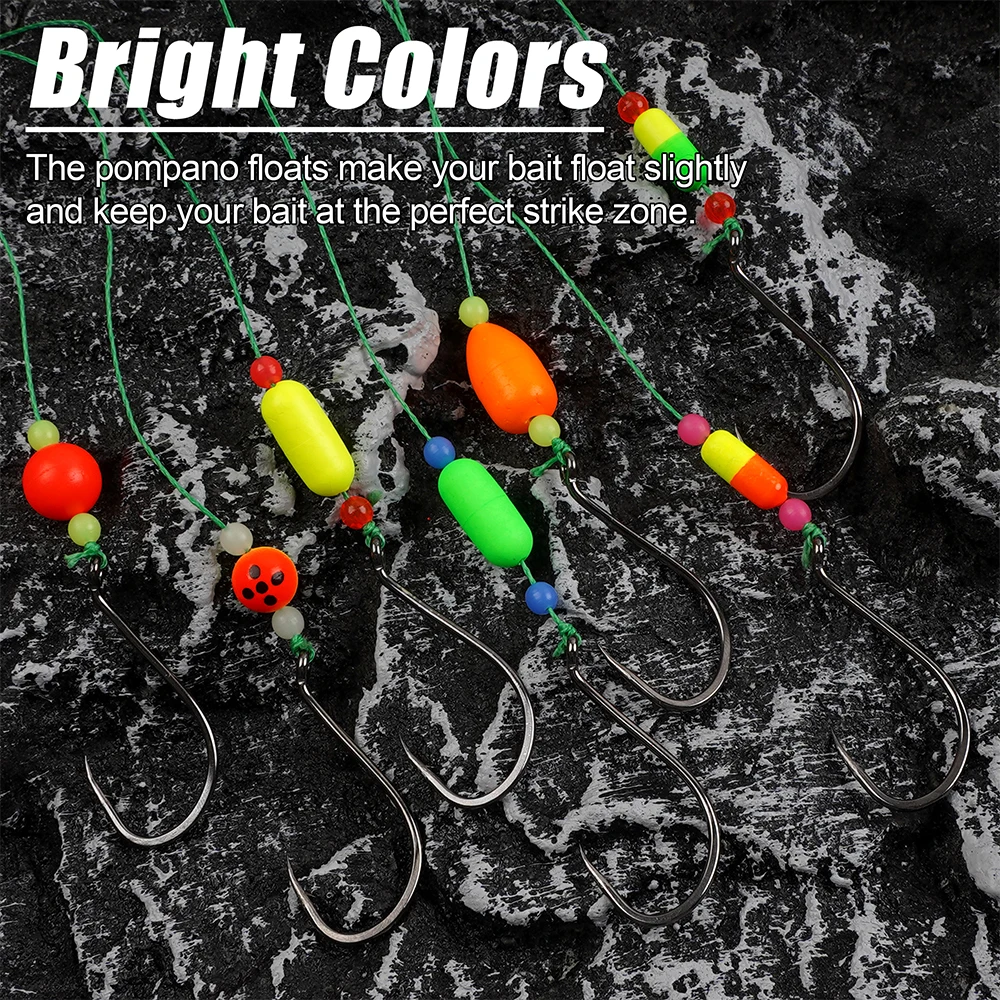 Los colores brillantes mejoran su experiencia de pesca con vibrantes flotadores de pompano