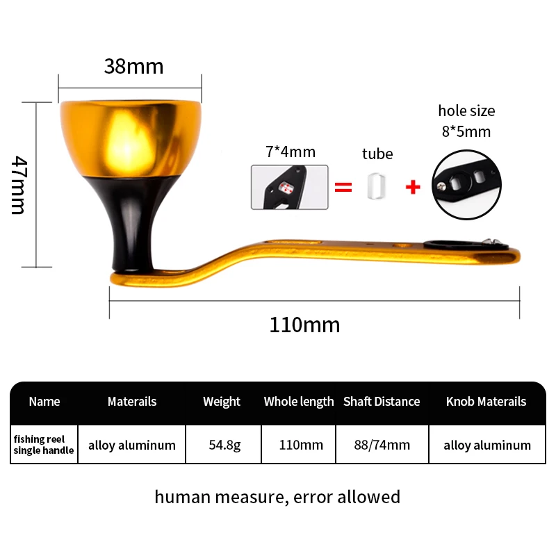 Kawa promoción mango de carrete de pesca balancín de pesca mango de rueda de curricán tamaño del agujero 8*5/7*4mm 110mm longitud peso 54,8g acceso DIY - imagen 2