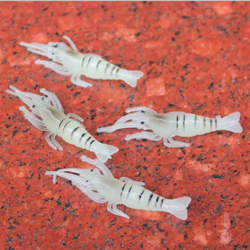 10 Uds. Señuelos tipo Gamba, Señuelos de pesca suaves para agua dulce y salada, juego de cebo luminoso para camarones con cuentas de gancho afiladas - imagen 3