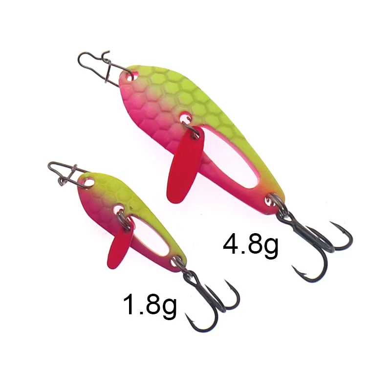 1 Uds señuelo de pesca cuchara de Metal 1,8g 4,8g ruido lentejuelas Paillette carpa lubina cebos de pesca duros artificiales con anzuelo triple - imagen 2