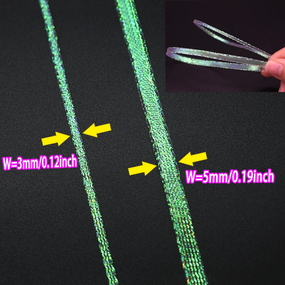 2M perla de hielo trenzada 3/5mm trenza de diamante plano encaje brillo espalda de camarones Material de atado de moscas trenzado nacarado - imagen 4