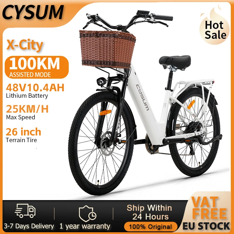 CYSUM X-City Bicicleta Eléctrica Urbana 26'' Batería Extraíble - imagen 2