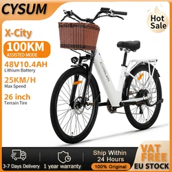 Bicicleta eléctrica CYSUM X-City 26" urbana con batería extraíble