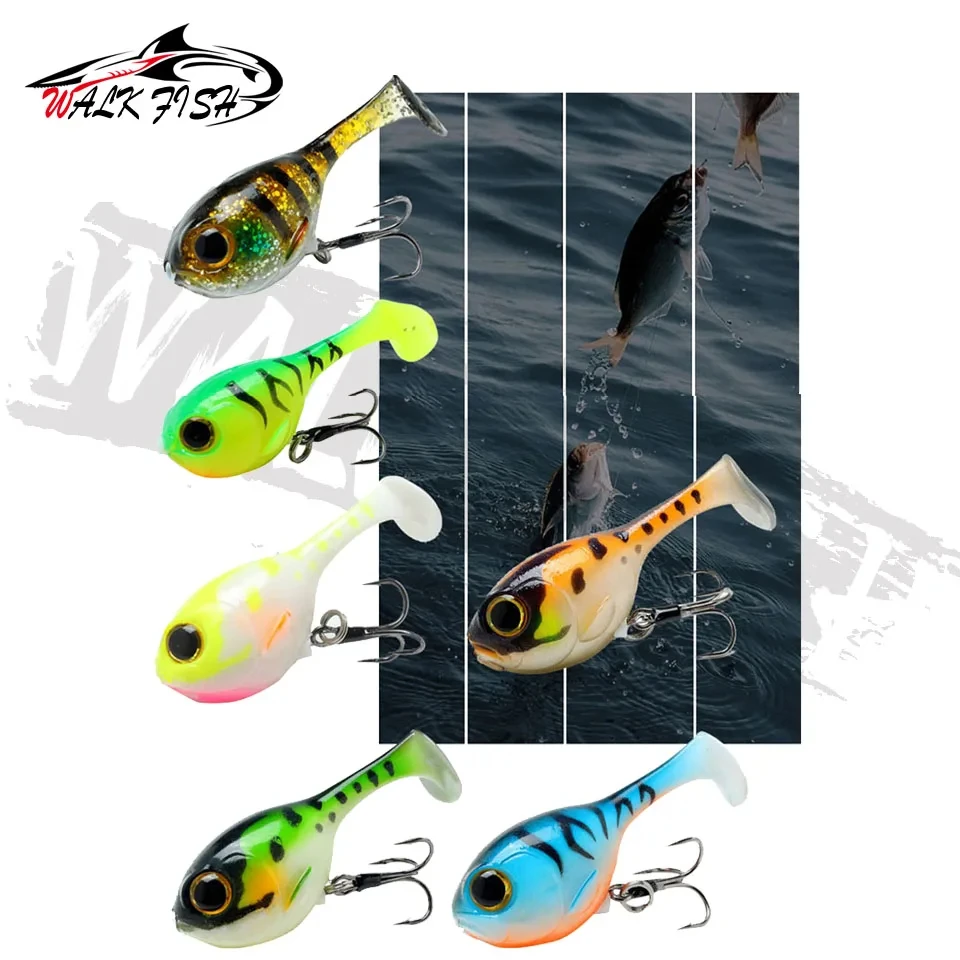 WALK FISH 1 Uds 60mm 9,7g señuelo suave de alta calidad cebo de silicona Artificial con gancho Balloonfish Deraball para todos los peces - imagen 3