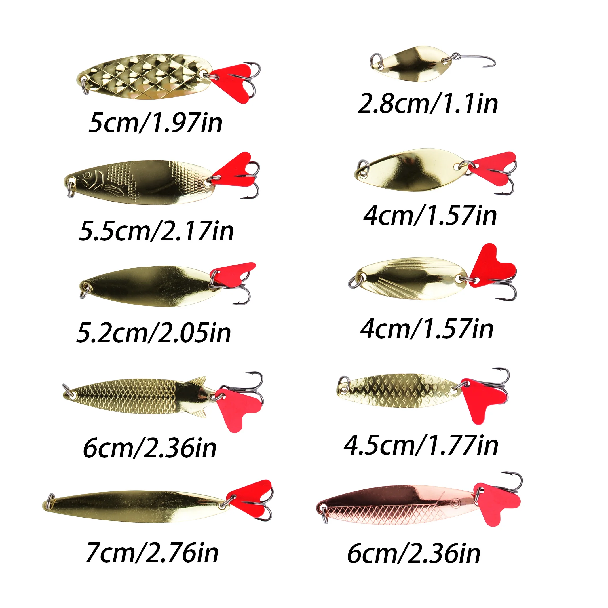 20 unids/caja pesca cuchara de Metal señuelo Kit Set oro plata cebos lentejuelas Spinner señuelos con caja anzuelos triples equipo de aparejos de pesca - imagen 4