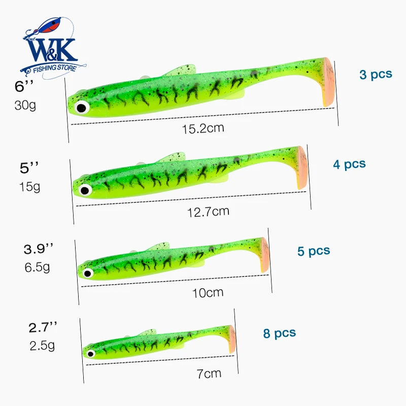 Señuelos de pesca de Snook Zander de Lucio a 7cm, 5 pulgadas, 6 pulgadas y señuelo suave de Swimbait colorido para con ojos 3D JIG Head Rig Hoduller Shad - imagen 3