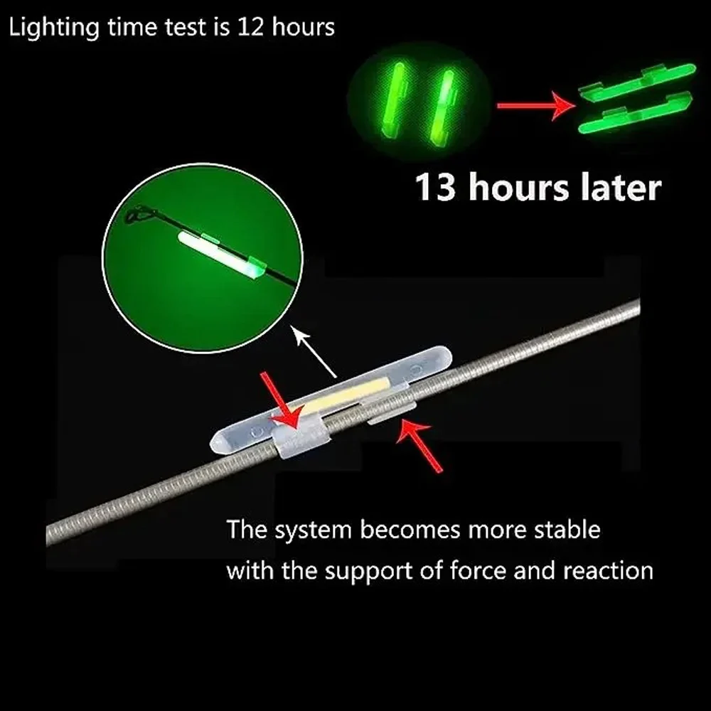 20 piezas, 10 bolsas, punta de caña de pescar con Clip, palo luminoso, aparejos flotantes, alarma de picadura de pescado de inducción para equipo de caña de pescar nocturna - imagen 4