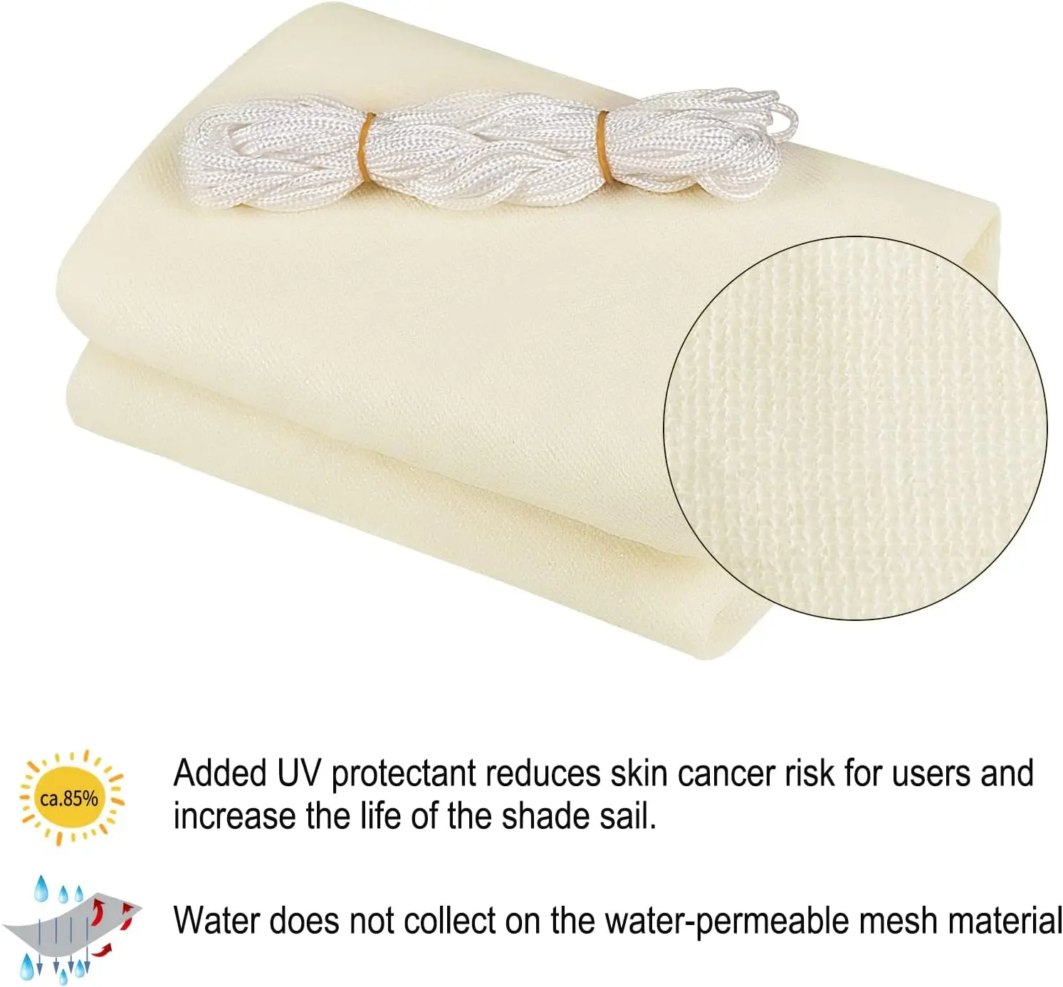 Vela triangular para sombra de sol, toldo de protección solar de HDPE transpirable, dosel de bloque UV para jardín al aire libre, Patio, pérgola, piscina, carpa - imagen 5
