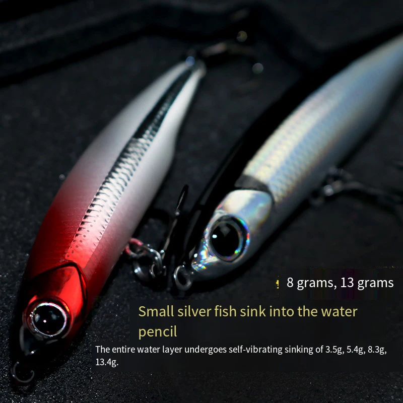 Señuelo de pesca con lápiz, 1 Uds., 8g, 12g, atracción de ruido, señuelo Artificial duro StickBait, lápiz que se hunde, fábrica de peces, cebo Wobbler, pececillo - imagen 3