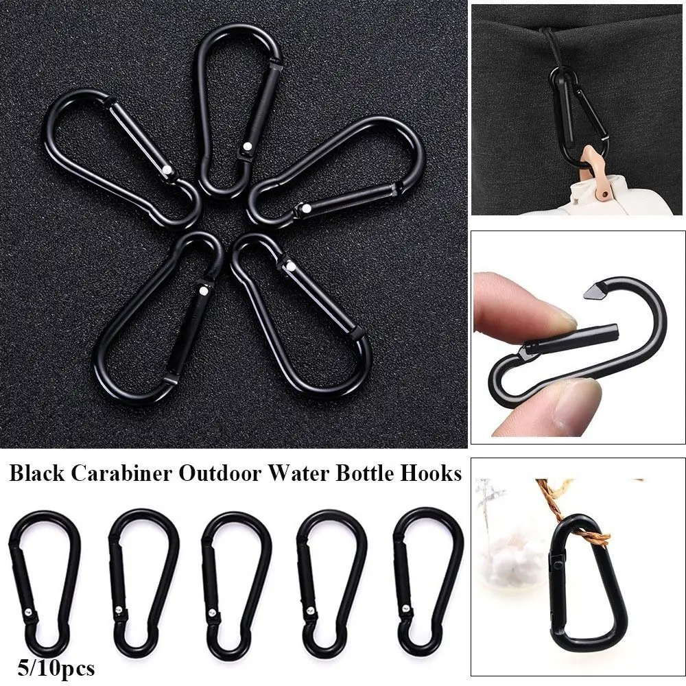 Mosquetón negro de aleación de aluminio para exteriores, 5 piezas, alta calidad, 3,6x46mm, Clip a presión de resorte, llavero de escalada, herramienta para exteriores - imagen 2
