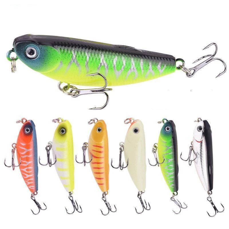 Señuelo de pesca con lápiz de agua superior, 1 Uds., 5cm, 5,5g, Wobblers flotantes para caminar para perros, aparejos, cebo duro Artificial con 10 #   Gancho ​ s Para bajo - imagen 3