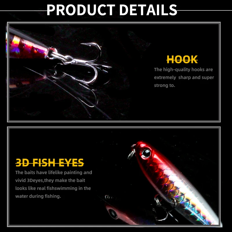 MAGIC WORKS-señuelo de pesca de agua superior, cebo duro Artificial de fundición de plástico ABS, CrankBait, Wobbler, 45mm, 2,8g - imagen 4