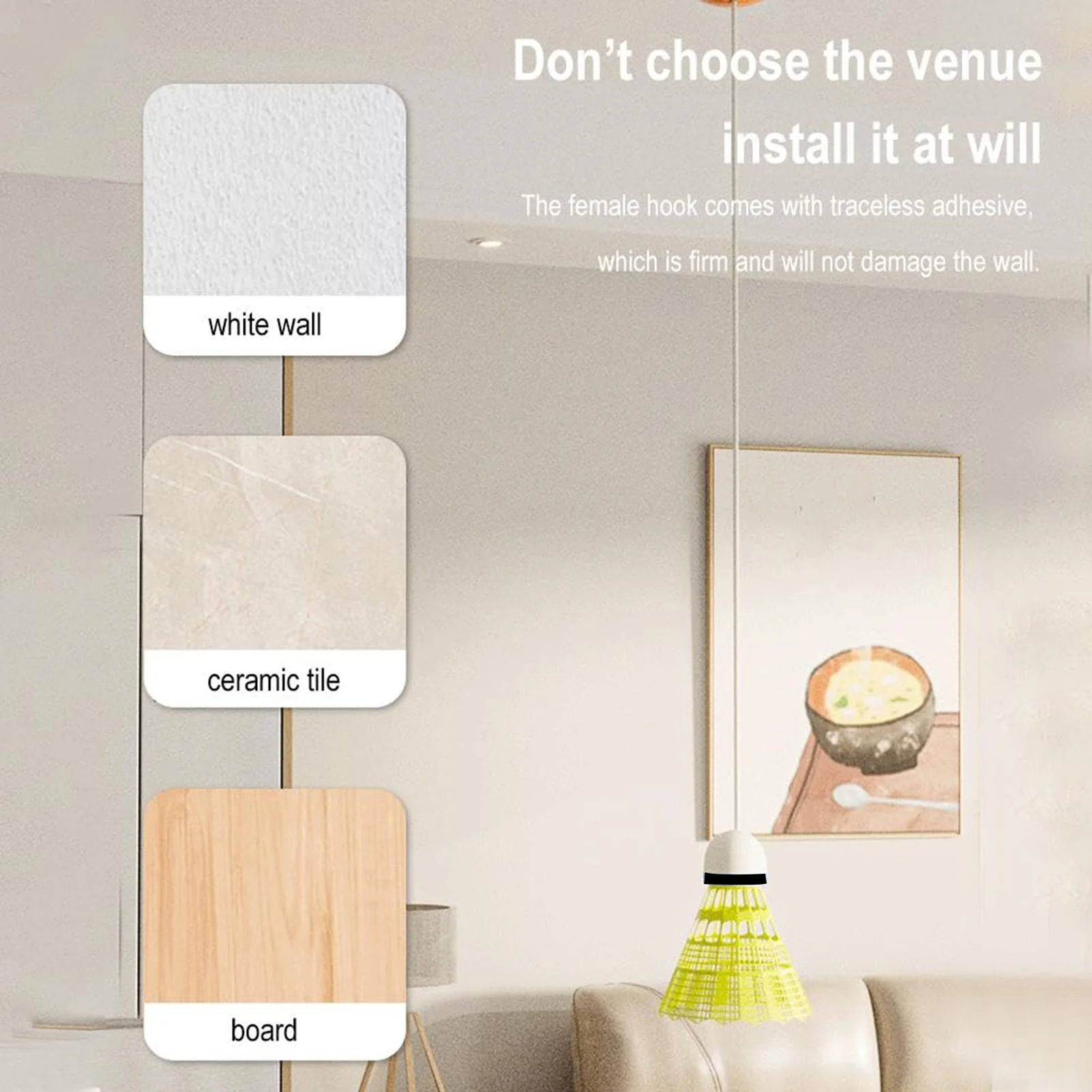 1/3 Uds entrenador de bádminton rebote retráctil automático un solo jugador entrenador de bádminton entrenamiento de reacción bádminton montado en la pared - imagen 5