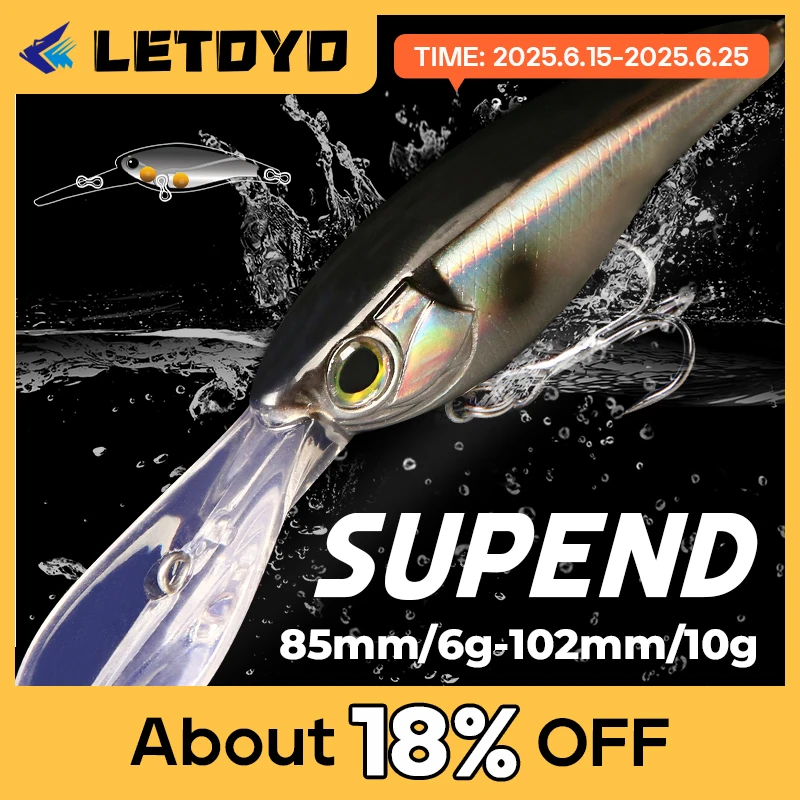 LETOYO pececillo suspendido 3,8g 6g 10g 0-4m de profundidad cebo Artificial de buceo profundo trucha lubina señuelos para Lucio Minnow Señuelos de pesca - imagen 5