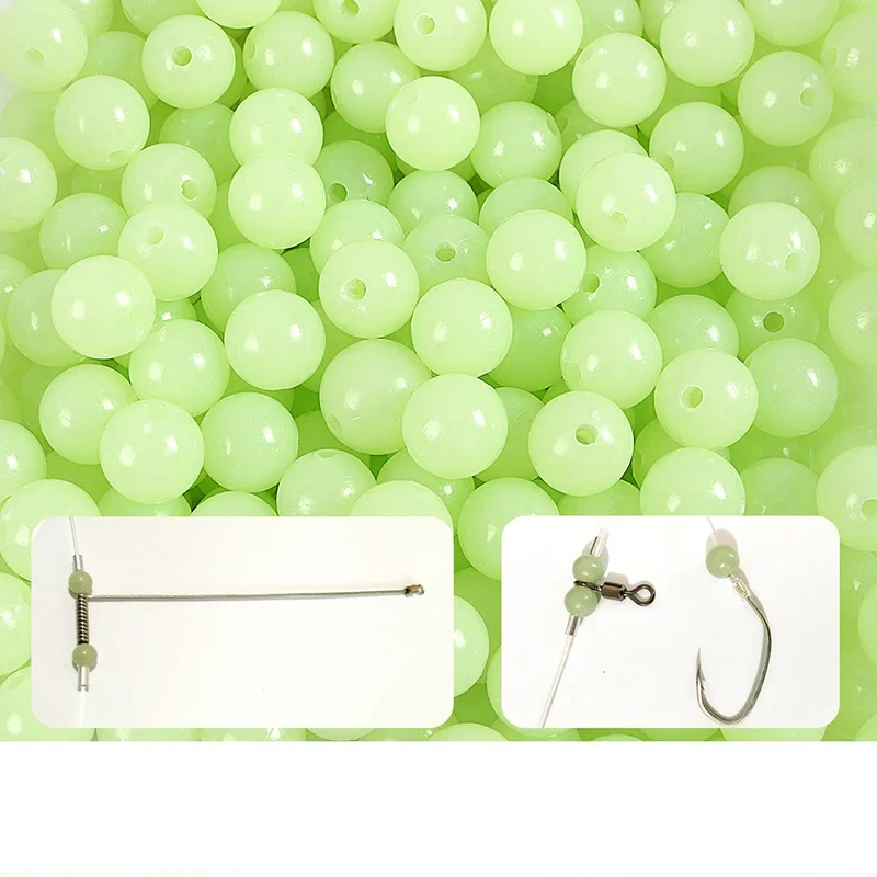 Cuentas luminosas para pesca al aire libre, bolas flotantes redondas de 4mm-10mm, juego de accesorios de pesca, 100 unidades por lote - imagen 3