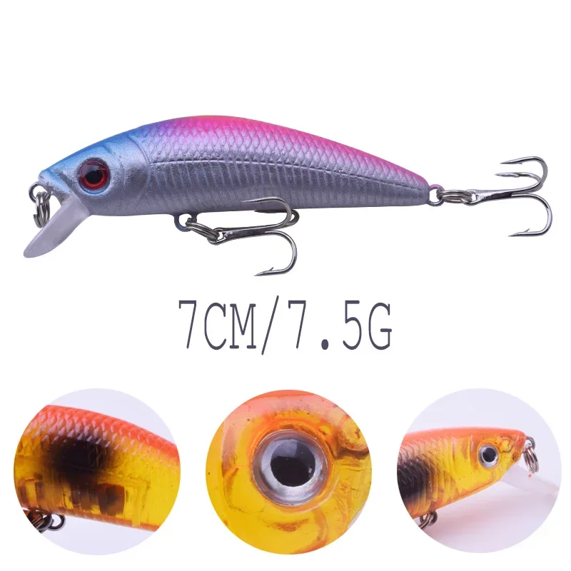 Señuelo de pesca flotante Minnow, 7cm, 7,5g, Wobblers, lubina, carpa, Señuelos de Pesca, cebo duro de plástico Artificial realista, 1 ud. - imagen 2