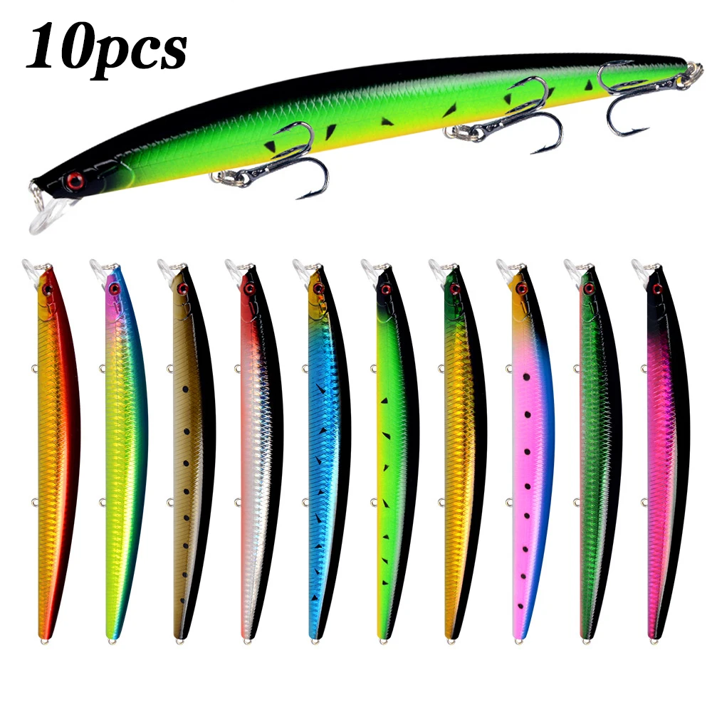 10 Uds Minnow señuelo de pesca láser cebo Artificial duro plástico grandes peces falsos cebo de pesca de mar Crankbait Wobblers