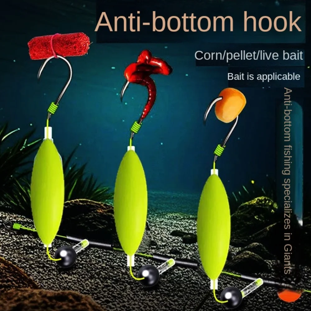 Tres anzuelos de Pesca para el cabello, anzuelo de lanzamiento automático, anzuelo de Pesca de carpa anti inferior, talla 3 # -14 #   Señuelo de pesca de aparejos de carpa
