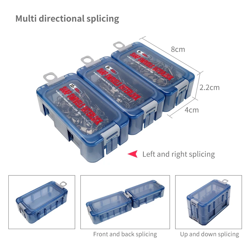 40 piezas de conector de pesca Pin 6 # -10 #   Rodamiento de acero inoxidable, accesorios de aparejos de pesca giratorios para anzuelo de señuelo con caja - imagen 5