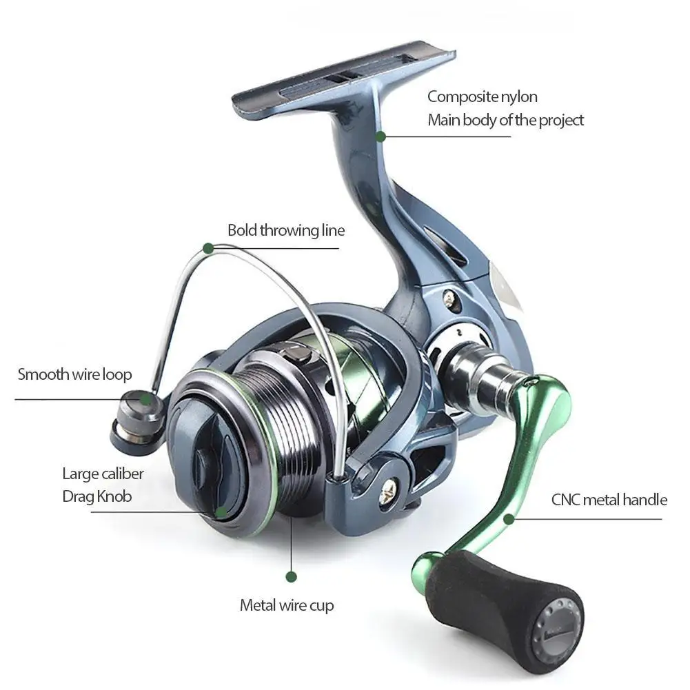 Carrete de pesca ligero Mh1500s/2500s/3500s, arrastre máximo 8kg/10kg, rodamiento 14bb, relación de engranaje 5,2: 1 - imagen 2