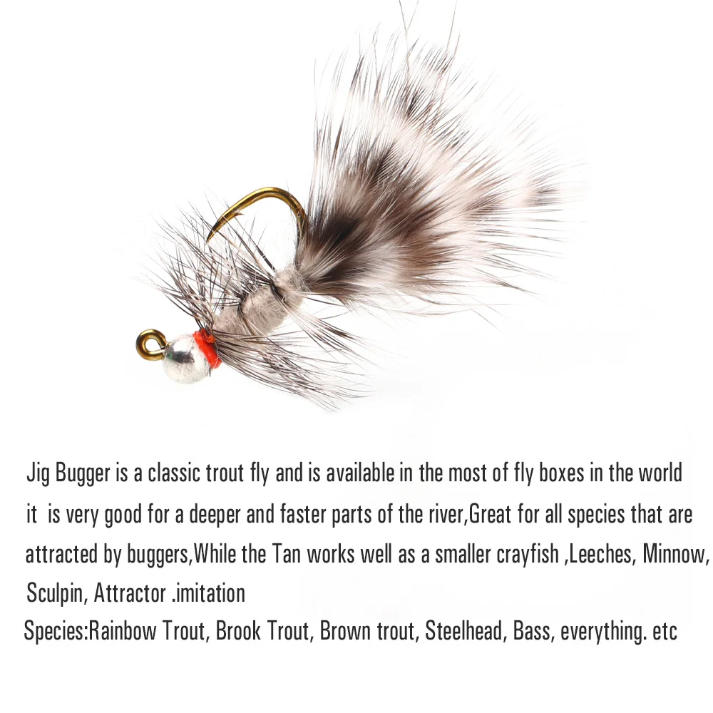 ICERIO Plantilla de tungsteno para pesca de trucha, plantilla de hundimiento rápido, Grizzly, Hackle, ninfa, Streamer, trucha, lubina, moscas - imagen 3