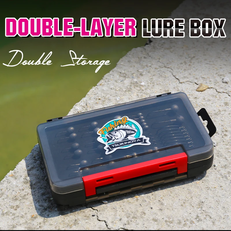 TSURINOYA-Herramienta de aparejo de pesca, almacenamiento impermeable, caja de señuelos de doble capa, aparejos de pesca ajustables, cajas de utilidad, estuche de almacenamiento RX17