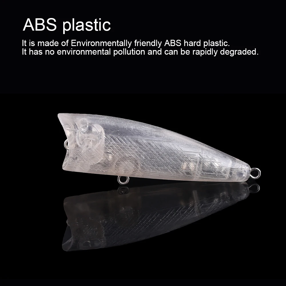 Hanlin-cebos de plástico duro de cuerpo transparente, aparejos de pesca de lubina, Popper grande, Topwater, sin pintar, 65mm/75mm, 11,5g/18,2g, 10/20 piezas - imagen 5