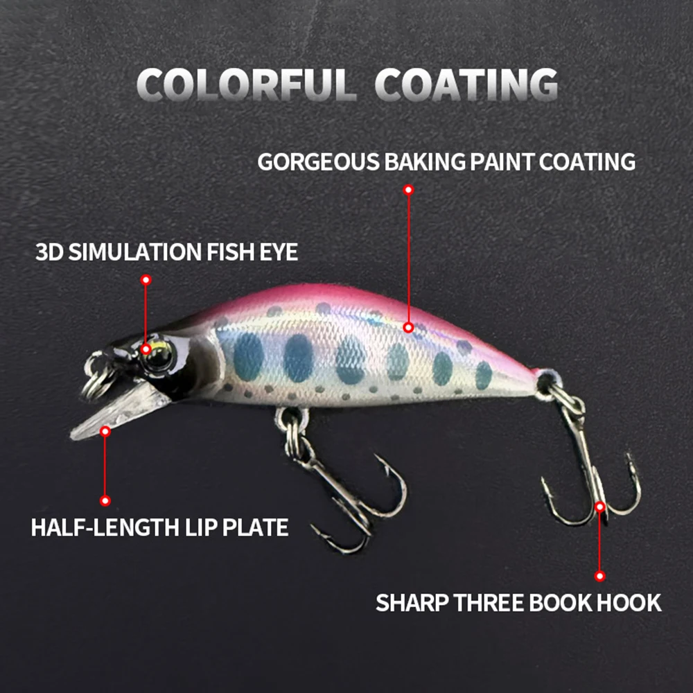 4,5 cm 4,1g Señuelos de Pesca hundimiento Micro Minnow Wobbler cebo duro Artificial Jerkbait Mini accesorios de pesca trucha lubina MN602 - imagen 5
