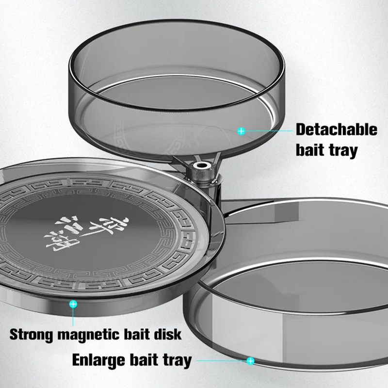 Bandeja de cebo de pesca de forma redonda, palo de inserción magnético fuerte para silla de pesca, caja de herramientas, accesorios, aparejos de cebo XA51G, 3 capas - imagen 2