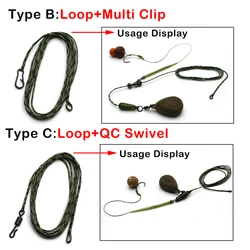 Drop Off Clip Leadcore para pesca carpa – Línea cambio rápido