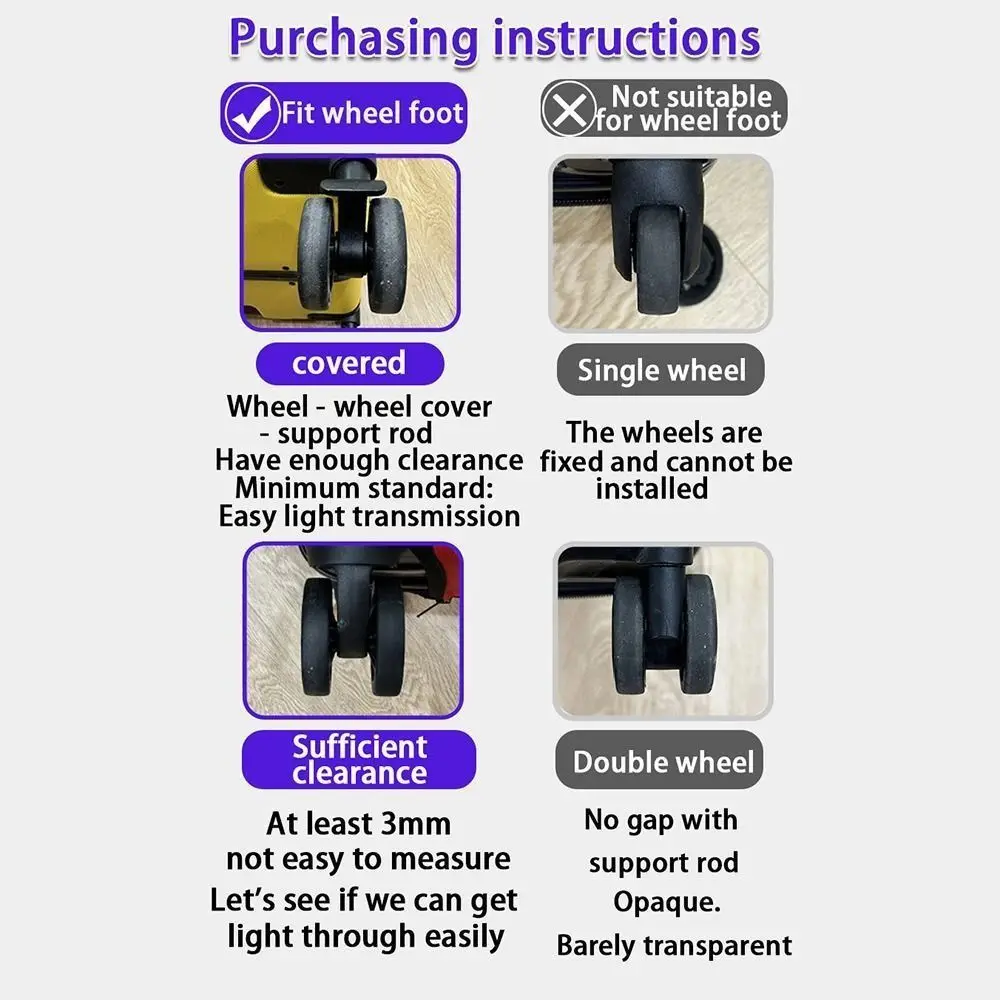 Cubierta protectora de ruedas de equipaje de silicona, antideslizante, Reduce el ruido, maletas, anillos de protección de ruedas, absorción de impacto, 8 Uds. - imagen 3