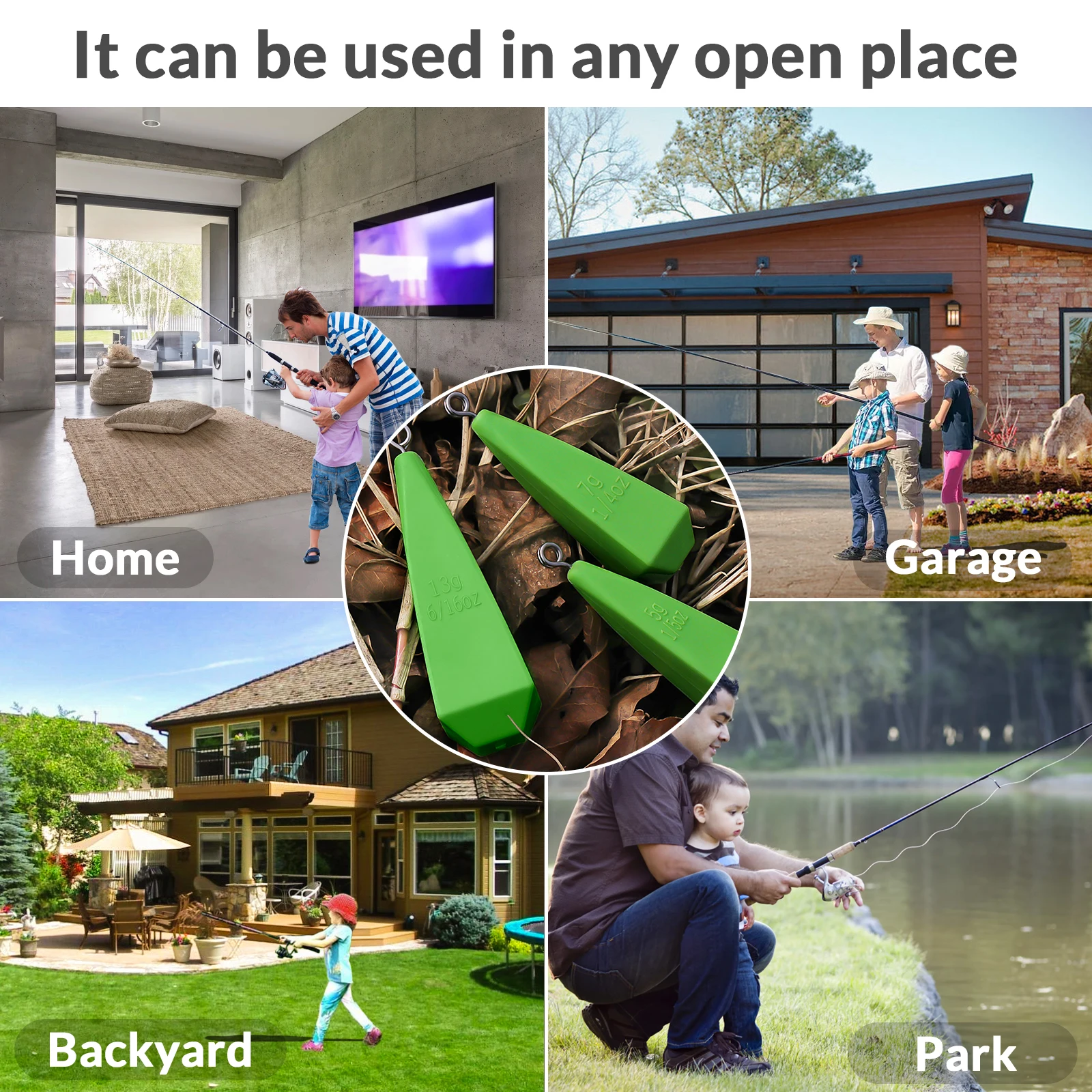 THKFISH 7 Uds. Tapones de práctica de pesca, tapones de práctica, tapón de fundición de peso, práctica de pesca para niños, mejora la habilidad de fundición - imagen 4