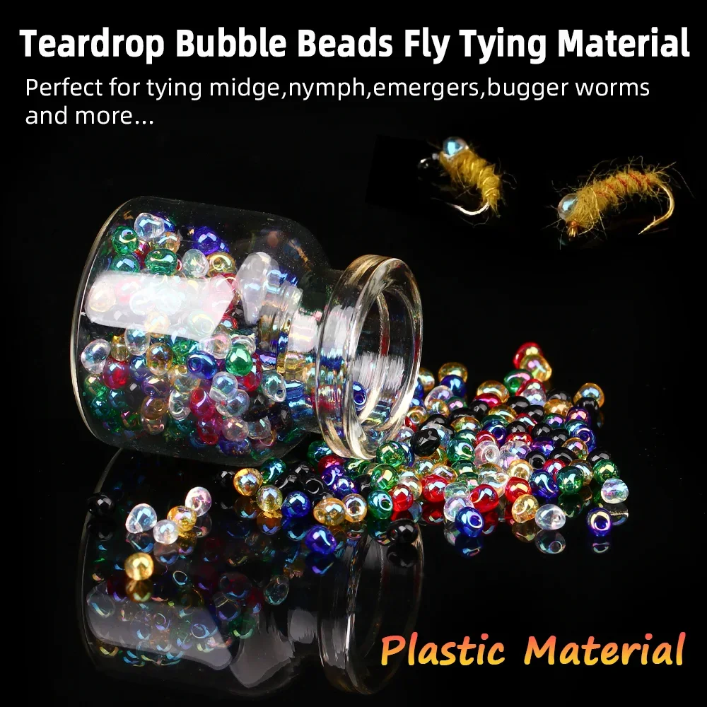 Wifreo 100 Uds 2,8mm cuentas de burbujas en forma de lágrima cuentas de plástico transparente Material de atado de moscas para Midge Ninfa Emeger Bugger gusanos trucha señuelo - imagen 2