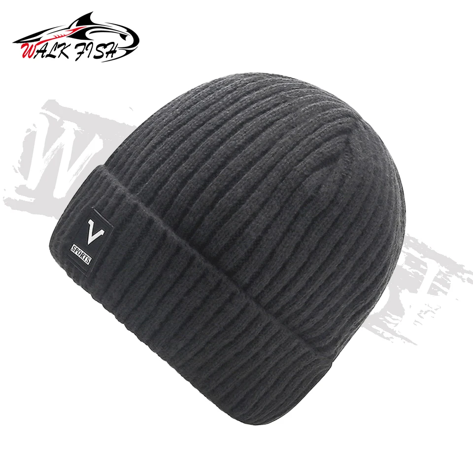 WALK FISH Gorro de punto cálido para invierno Unisex, máscara facial, elegante, grueso, suave, cómodo, para pesca, montar, gorro cálido a prueba de viento - imagen 2