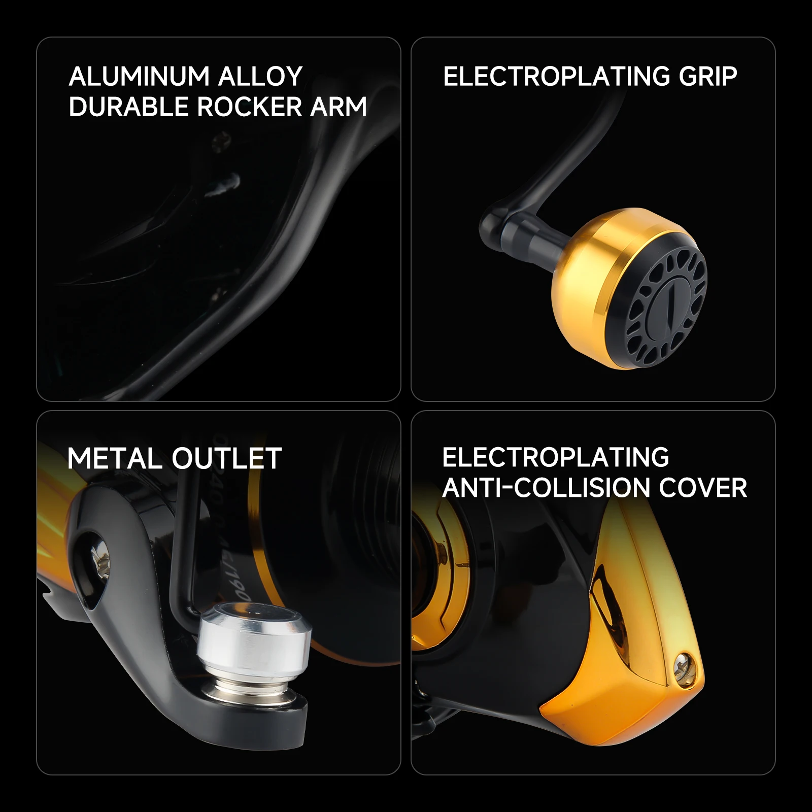 Carrete de pesca giratorio TG amarillo 1500/2500/1000-7000, balancín simple y doble de aleación de aluminio disponible, arrastre máximo de 14KG - imagen 2