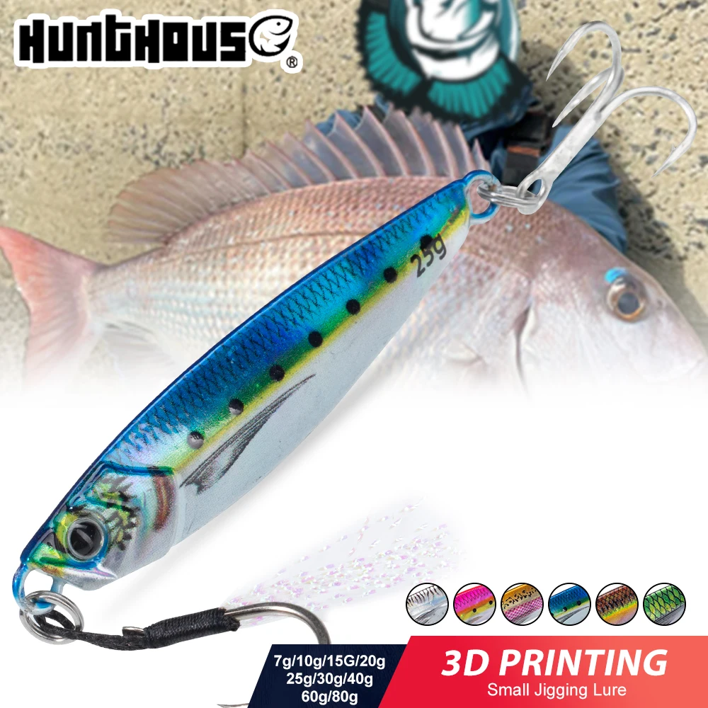 Hunthouse-señuelo de pesca de plantilla de Metal, cebo duro de fundición lenta, para agua salada, Lucio Artificial, lubina, aparejos de pesca, 7g-80g - imagen 5