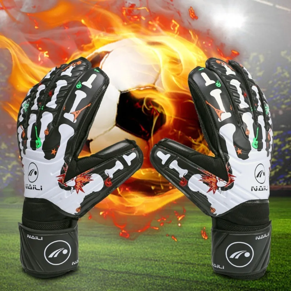 Guantes de portero antideslizantes de látex grueso para niños, guantes de portero de fútbol, guantes de portero de juego profesional ajustables - imagen 5