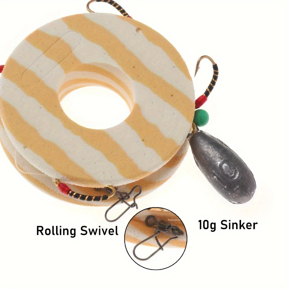 [2 paquetes] 4 Braches Sabiki Nymph Rig Bait Fish Catch Rigs con plomo y tablero de espuma EVA # 10 # 12 # 14 bacalao / pesca de merlán - imagen 5