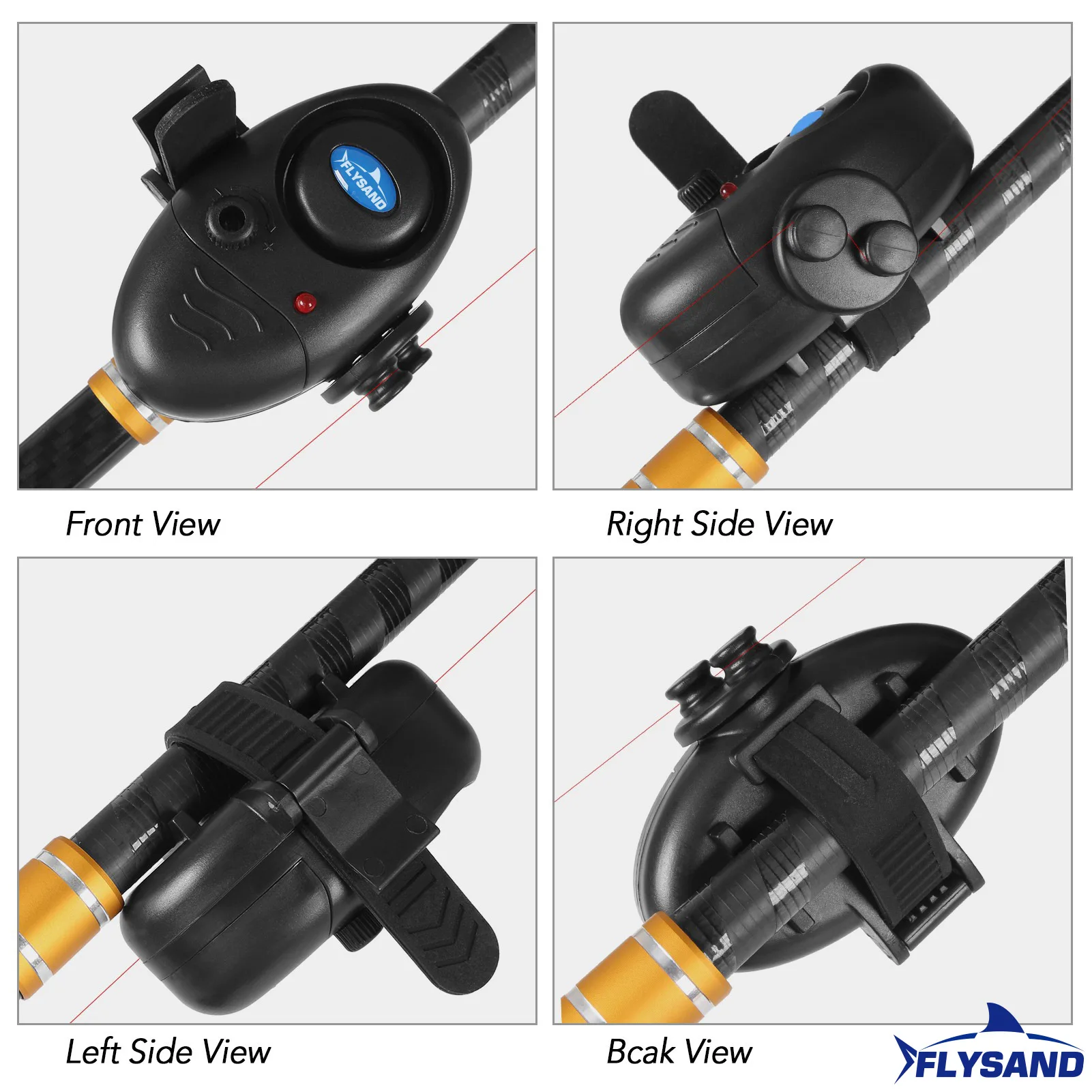 FLYSAND-alarma de mordedura de pez, zumbador electrónico en caña de pescar con sirena fuerte, indicador de noche diurna con batería para pesca - imagen 3