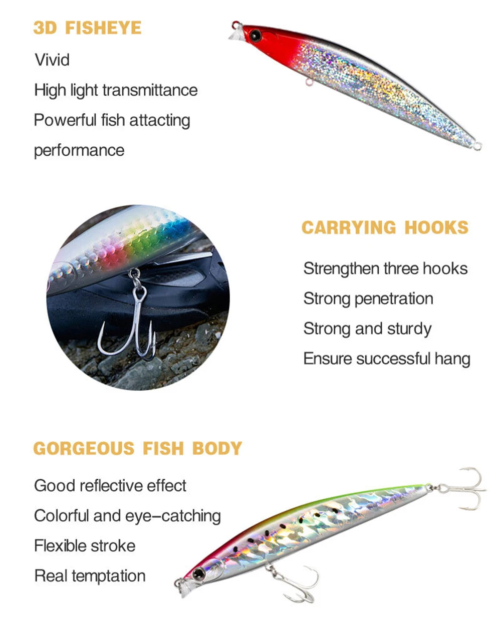 Experimente la emoción de la pesca con nuestro pez pez 3D diseñado para un alto rendimiento y durabilidad