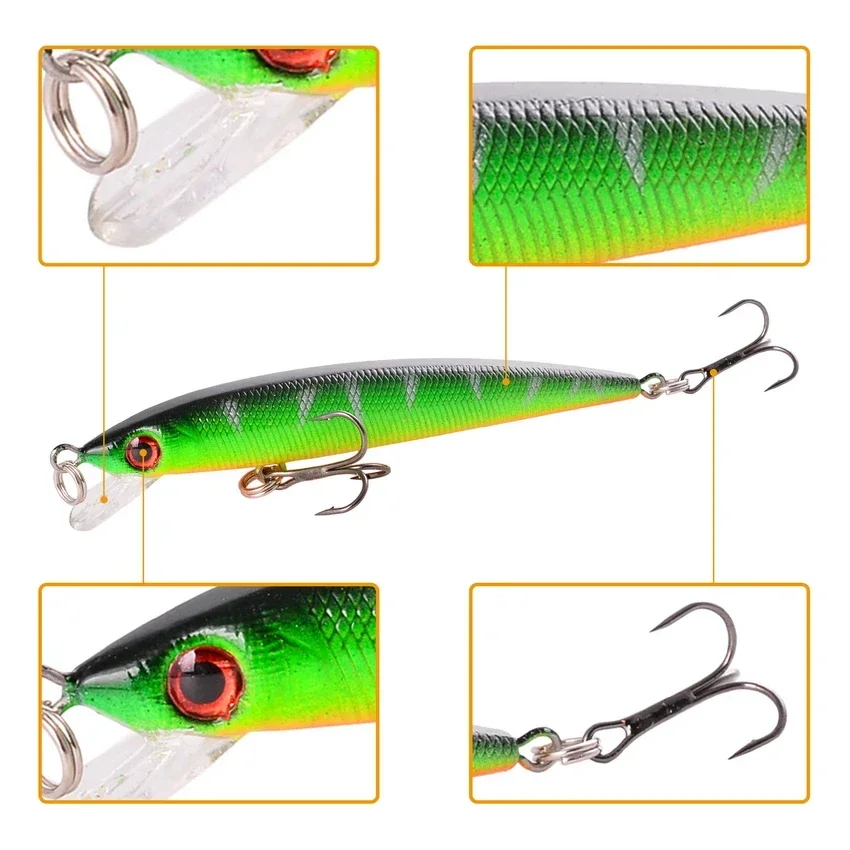 Señuelos de Pesca de pececillos, 1 piezas, 9cm, 6g, Wobbler, cebos duros Crankbaits ABS Swimbait, señuelo Artificial para Lucio, aparejos de pesca - imagen 5