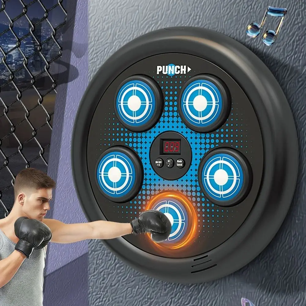 Máquina de boxeo de música inteligente con conexión Bluetooth, objetivo electrónico de boxeo con ajuste de 3 velocidades montado en la pared con guantes de boxeo - imagen 2