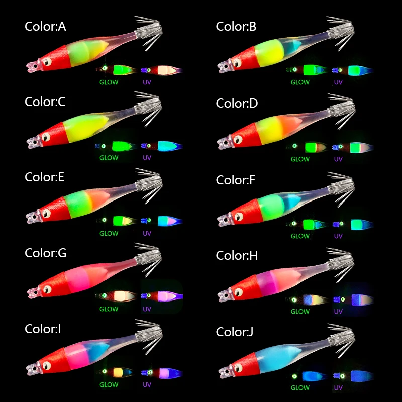 LETOYO 50mm anzuelo atado a mano seda de algodón plantilla de calamar luminosa con luz ultravioleta señuelo de calamar flotante pulpo Webfoot señuelos para pescar sepias - imagen 2