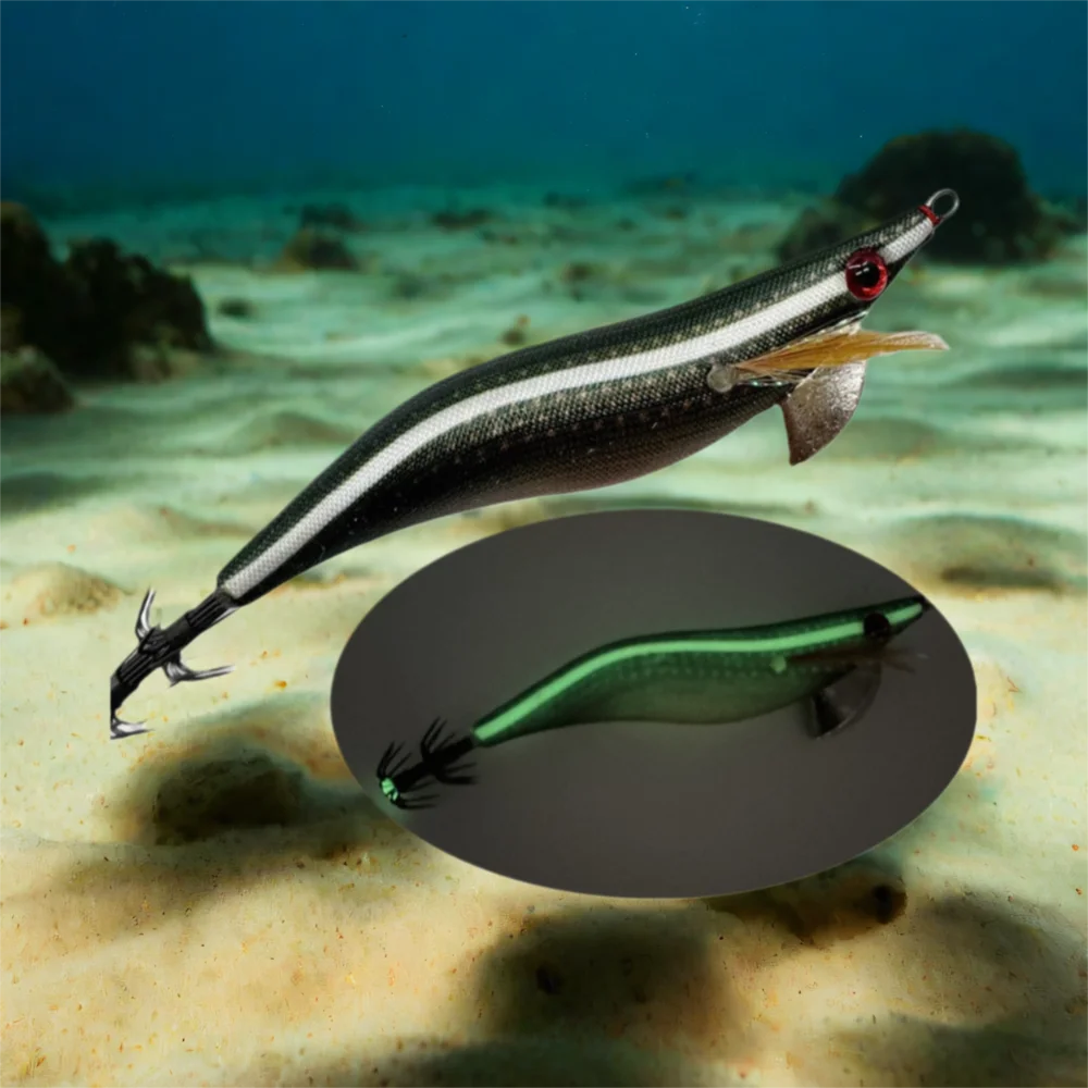 Señuelo de cebo, tela ligera, plantilla de calamar para pesca, señuelo de calamar estilo japonés brillante 3,5 # Pesca de jigging con cebo de camarones UV - imagen 4