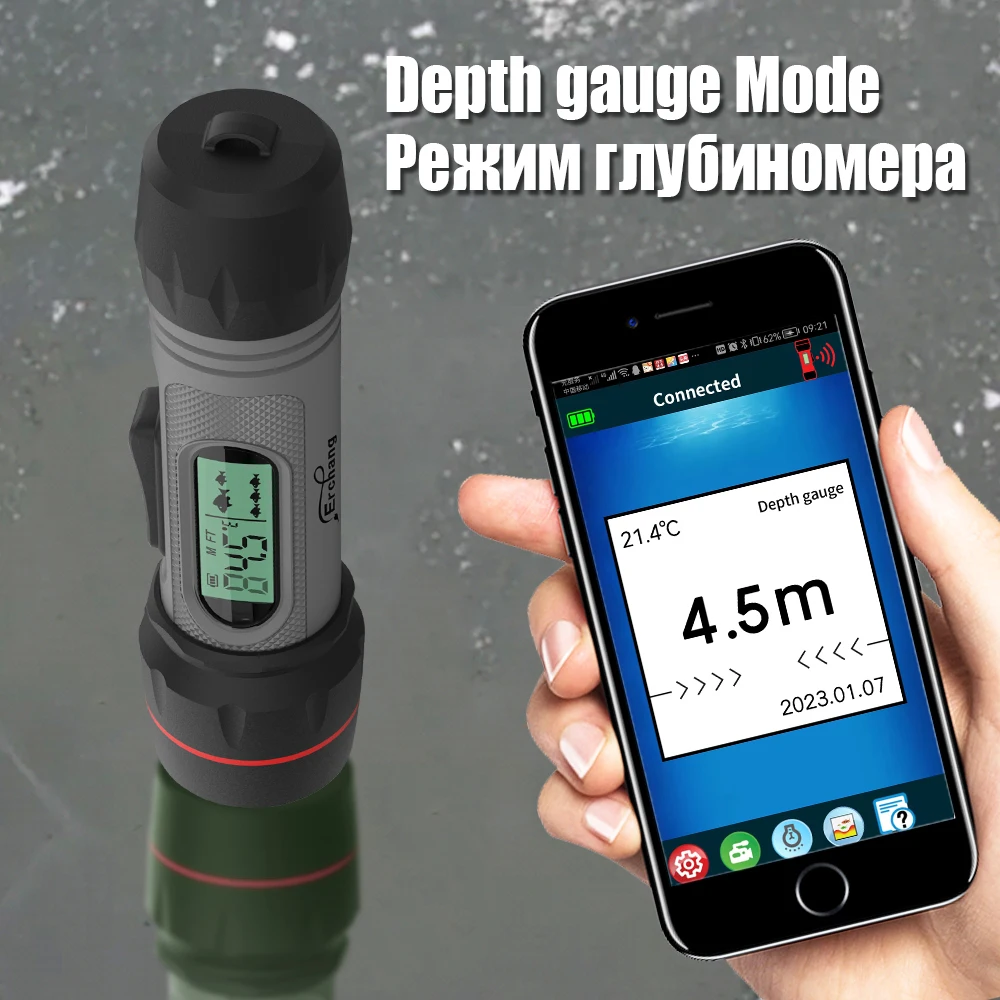 Buscador de peces inalámbrico para pesca en hielo, Sensor de 90 m de profundidad, temperatura Erchang f12b, Invierno - imagen 2