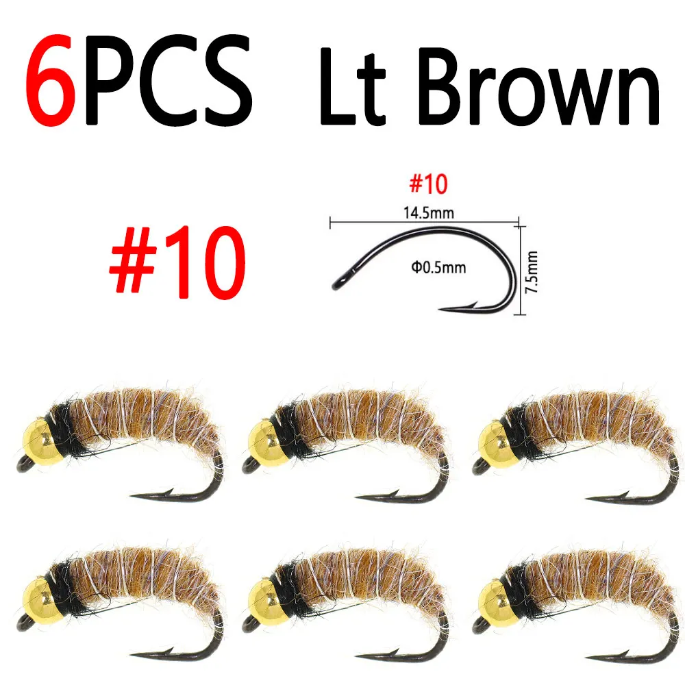 6pcs Lt Brown Sz 10