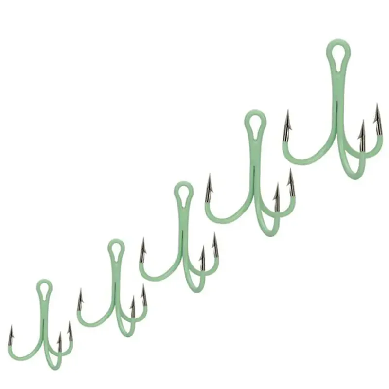 WEIHE 10 piezas 2 # 4 # 6 # 8 # 10 #   Anzuelos triples luminosos con púas, anzuelo de pesca de acero rico en carbono - imagen 4