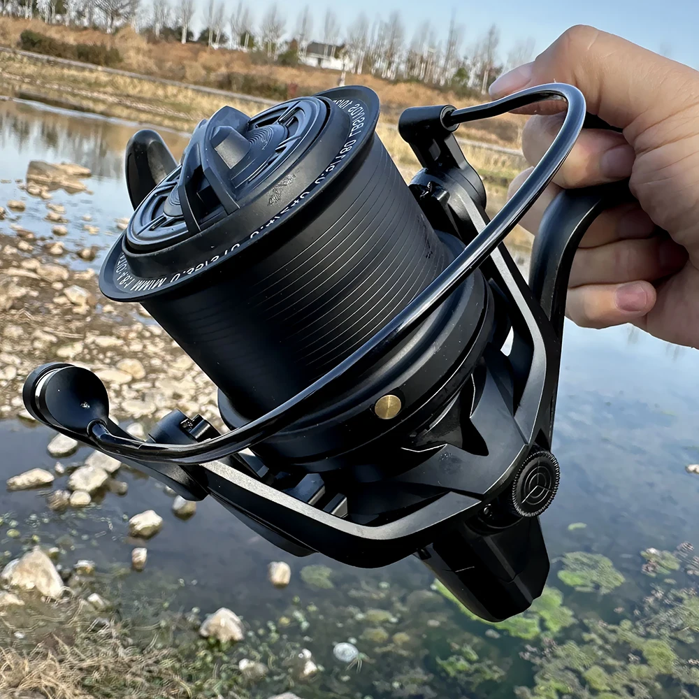 Carrete de pesca de alta velocidad, relación de engranaje 4,8:1, mango de Metal de tacto suave, arrastre máximo 20kg14000/12000/10000/9000/8000, carrete giratorio opcional