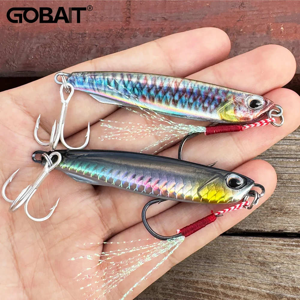 GOBAIT-Kit de señuelos de plantilla de Metal, 5 uds., 10g, 20g, 30g, 40g, gancho de pluma, anzuelos triples, juego de Pesca, caja de aparejos de Pesca de carpa, cebo - imagen 5